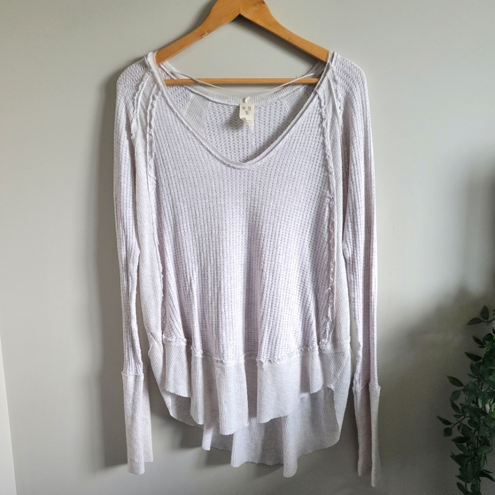 WE THE FREE White Waffle Knit Long Sleeve Top